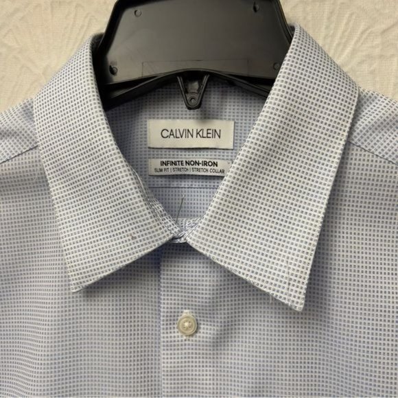 Calvin Klein Men's Long Sleeve Formal Shirt Blue Strech Collar Non-Iro Medium - Picture 2 of 16